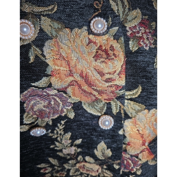 NWT Gorgeous Floral Tapestry Cropped Blazer With Peter Pan Collar Size M - Picture 6 of 8